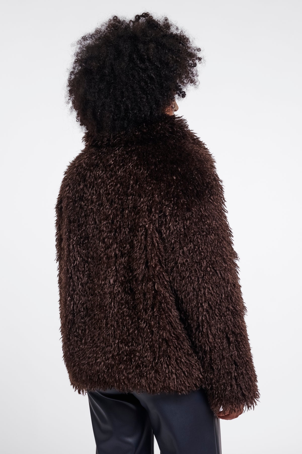 Rino & Pelle Lias Faux Fur Jacket with Revers Collar in Coffee Roast