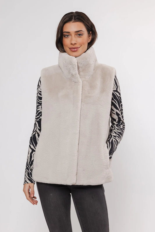 Lison Faux-fur Waistcoat in Birch