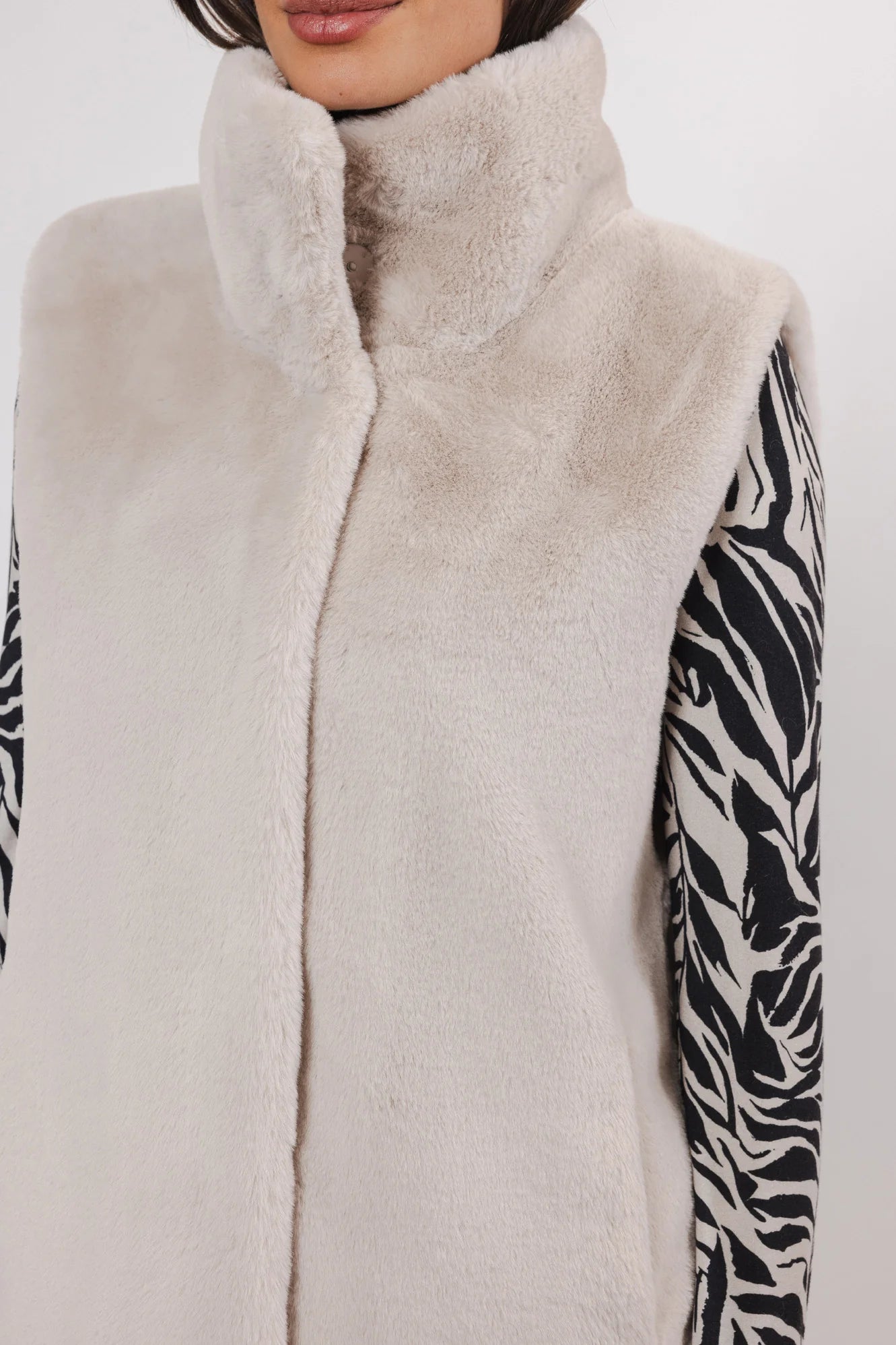 Lison Faux-fur Waistcoat in Birch