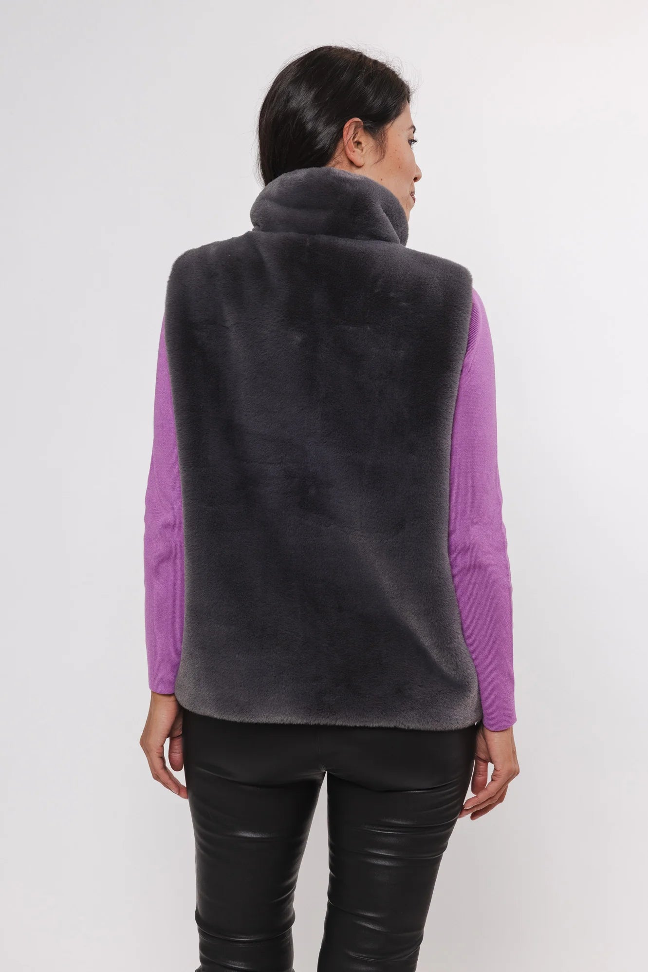 Lison Faux-Fur Waistcoat in graphite