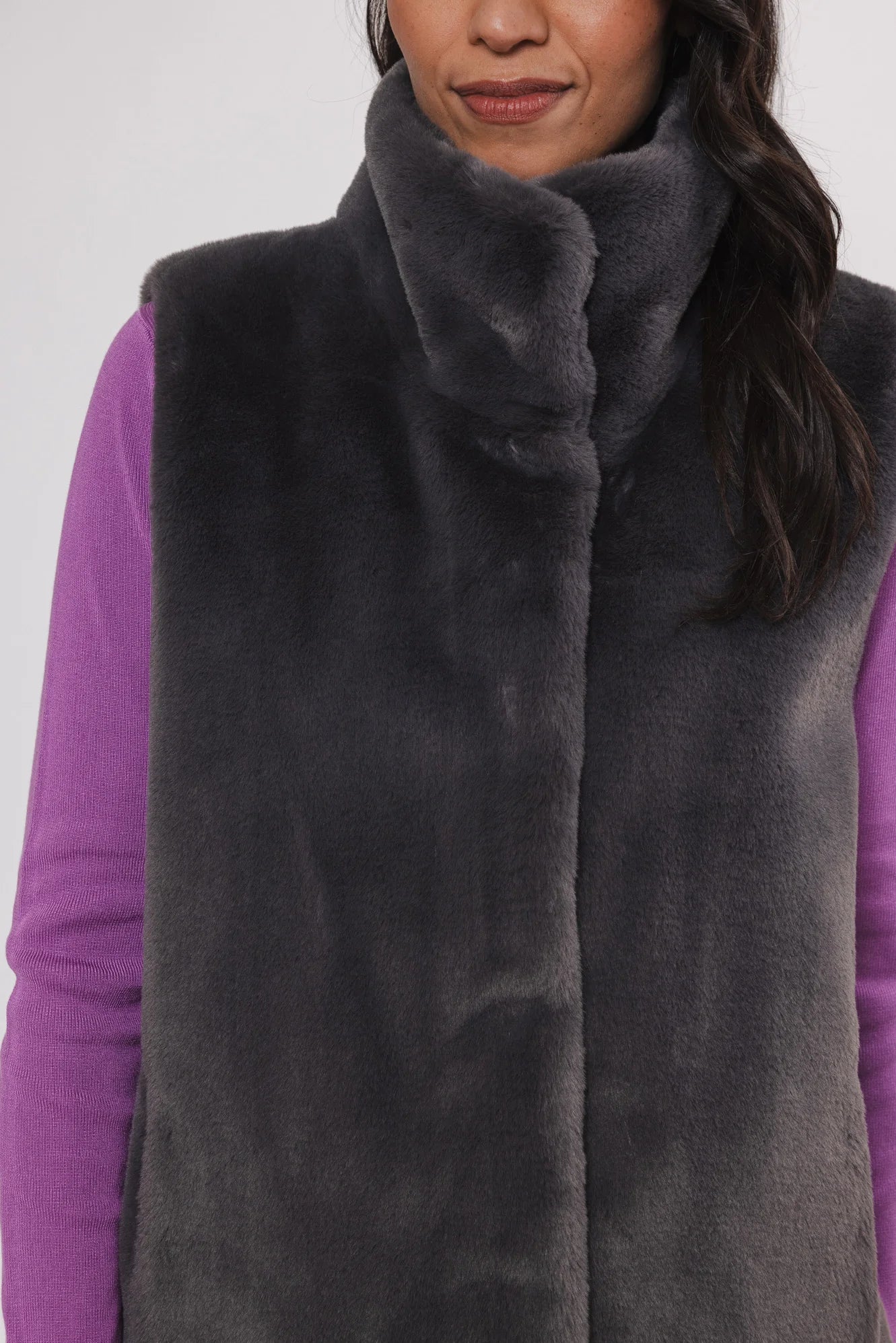 Lison Faux-Fur Waistcoat in graphite