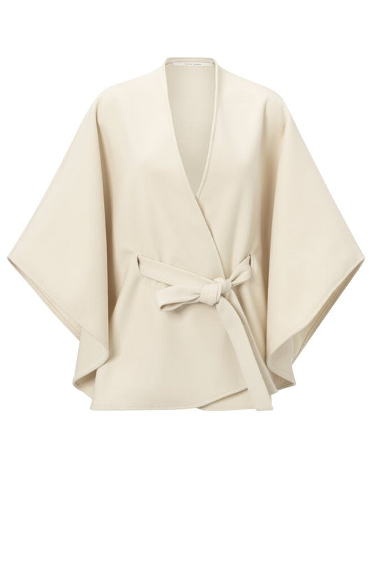 Belted Poncho in Beige Melange