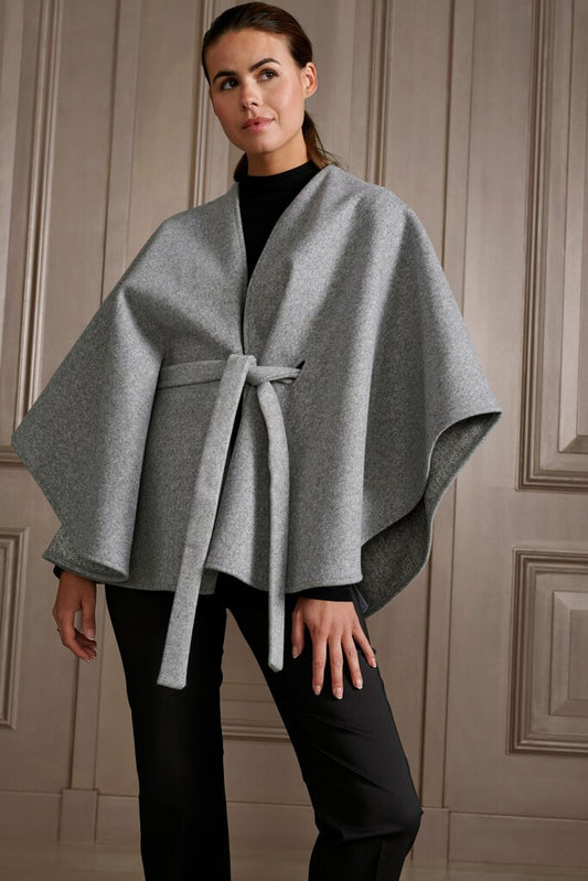 Belted Poncho in Grey