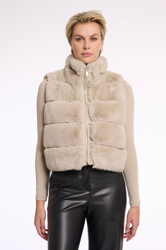 Rino & Pelle May Faux Fur Waistcoat in Birch