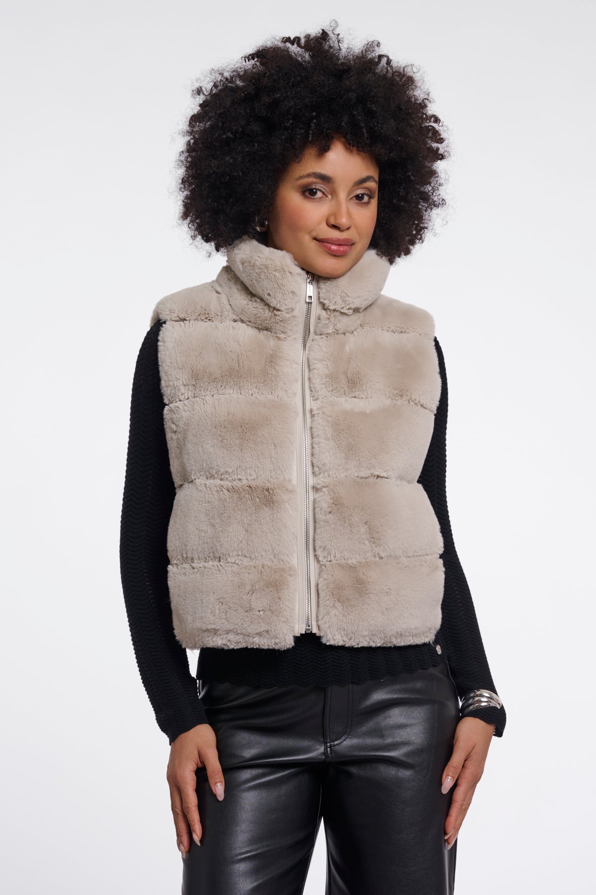 Rino & Pelle May Faux Fur Waistcoat in Birch