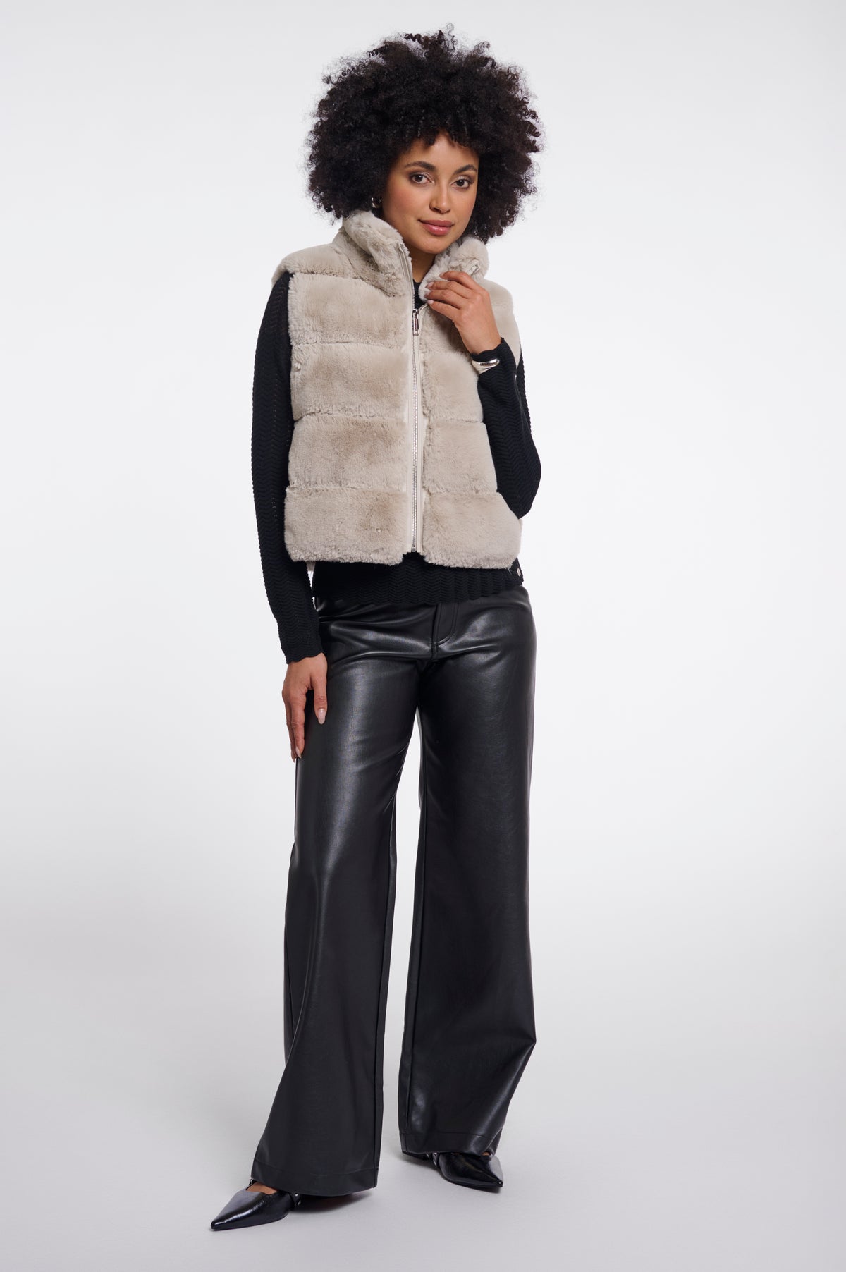Rino & Pelle May Faux Fur Waistcoat in Birch