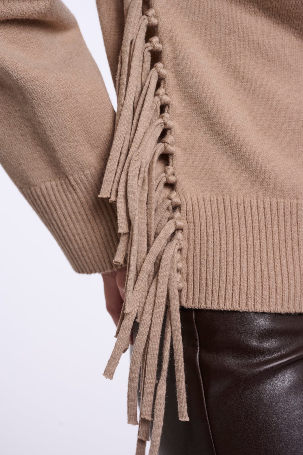 Rino & Pelle Melis Fringed Jumper in Dusty Oat