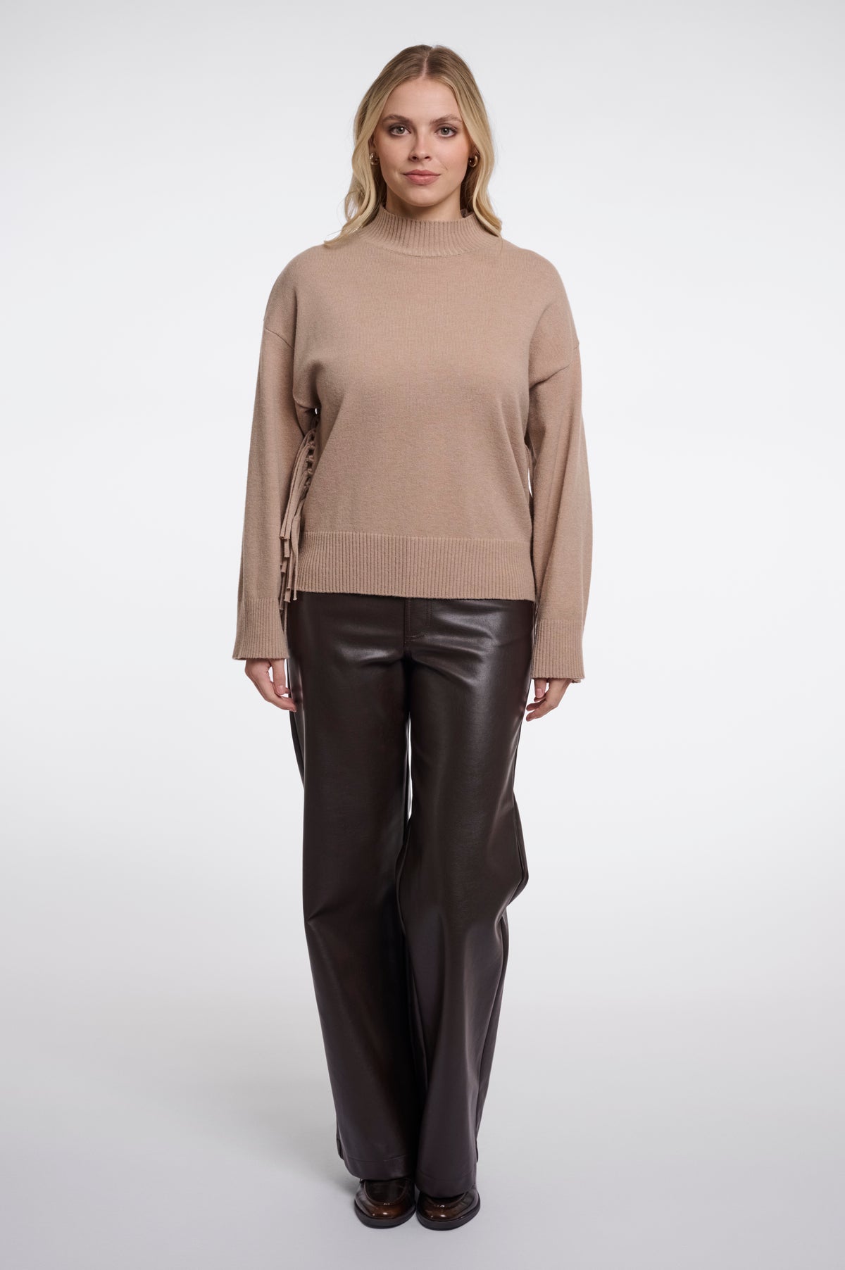 Rino & Pelle Melis Fringed Jumper in Dusty Oat