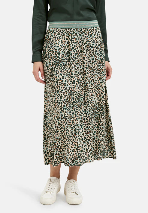 Midi Skirt in Cheetah Print Sage