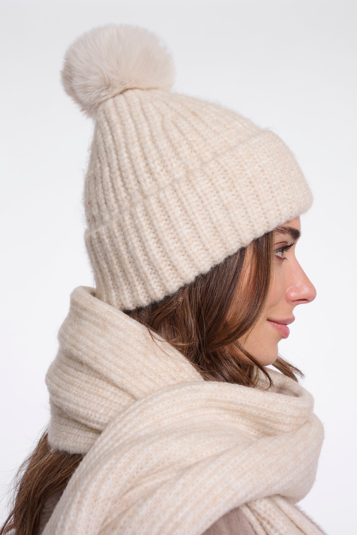 Rino & Pelle Nancy Pom Pom Beanie in Birch Blend