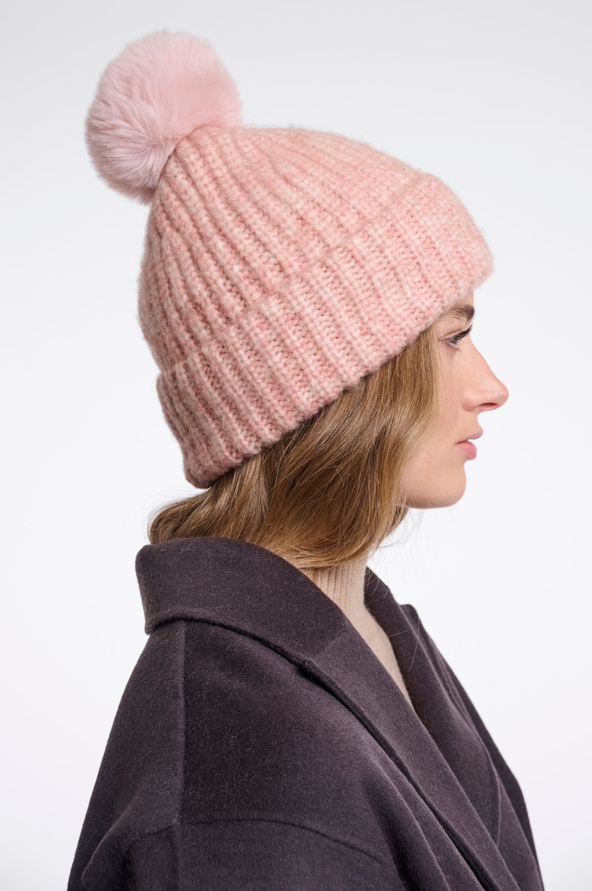 Rino & Pelle Nancy Pom Pom Beanie in Soft Pink Blend