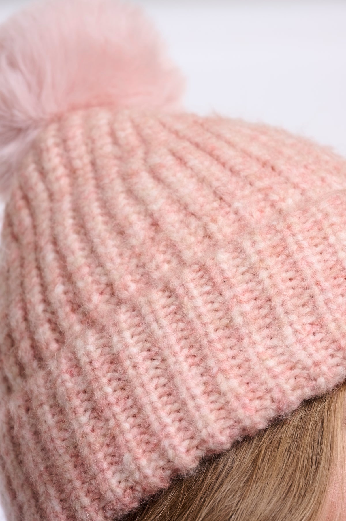 Rino & Pelle Nancy Pom Pom Beanie in Soft Pink Blend