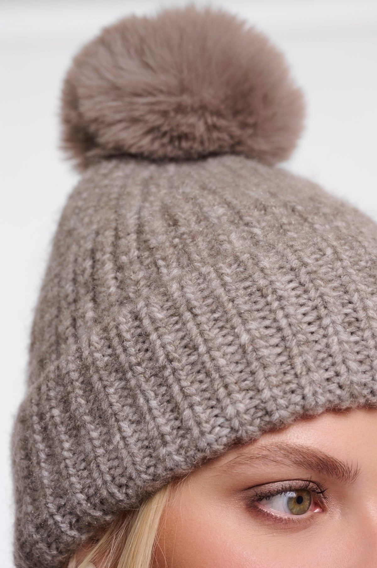 Rino & Pelle Nancy Pom Pom Beanie in Toffee Blend