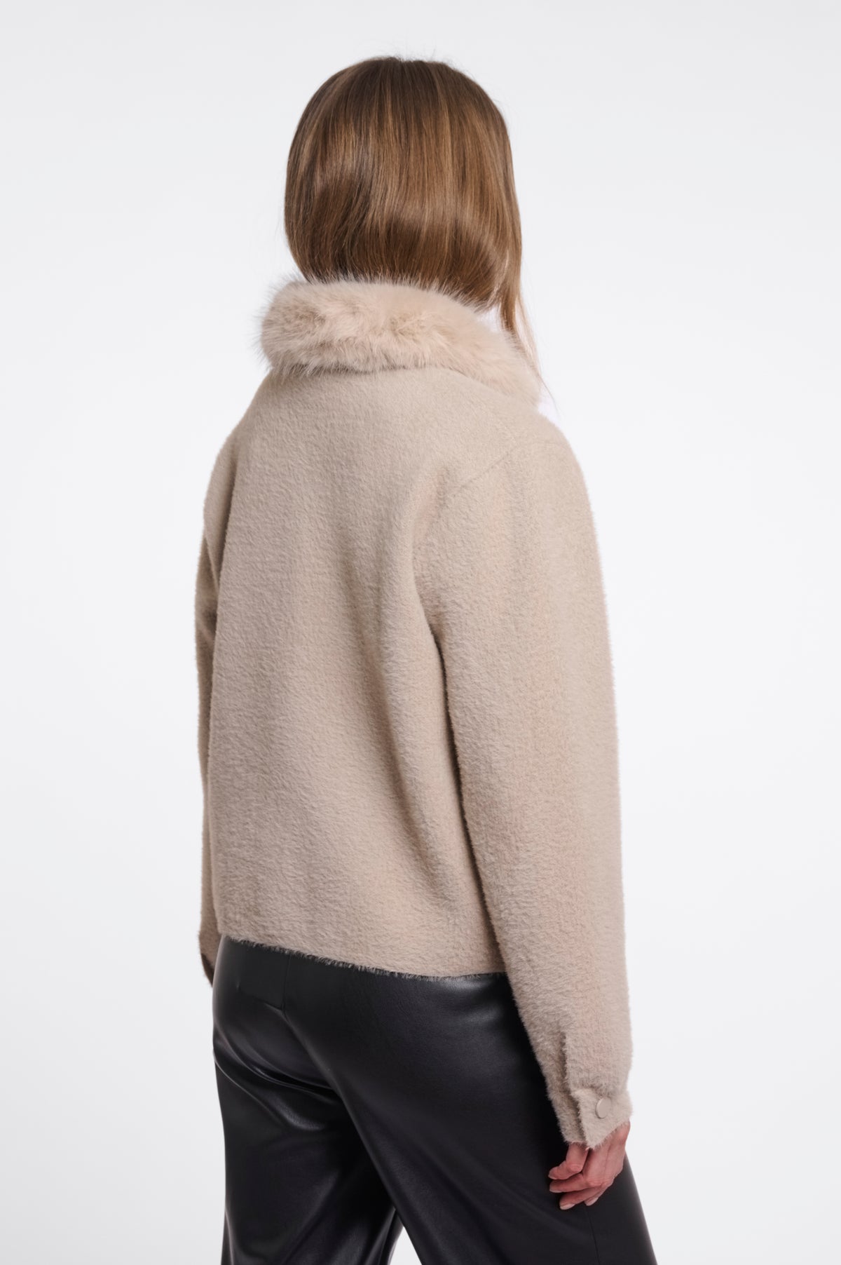 Rino & Pelle Nia Jacket with Detachable Collar in Stone