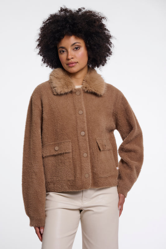 Rino & Pelle Nia Jacket with detachable collar in  Toast