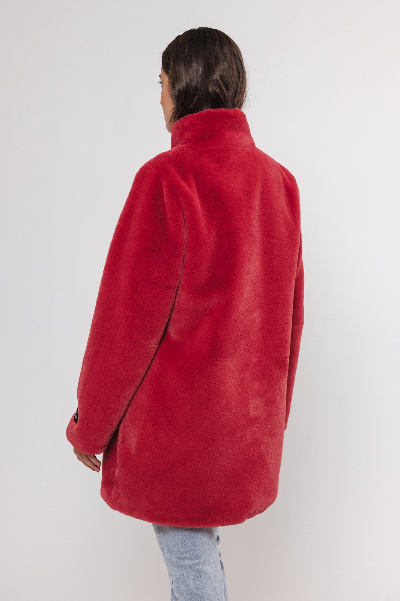 Nonna Faux-Fur Coat in Red Berry