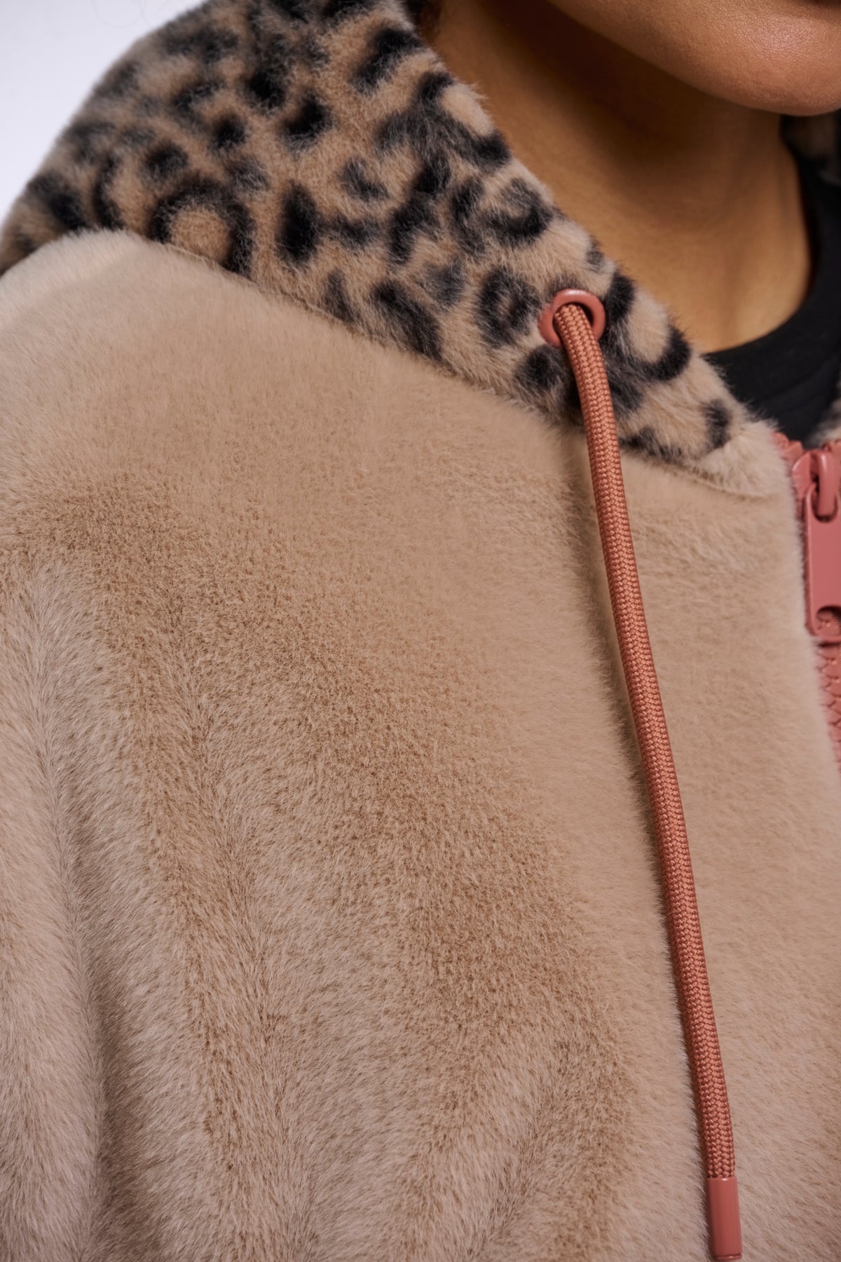 Rino & Pelle Ori Faux Fur Hooded Jacket in Oat