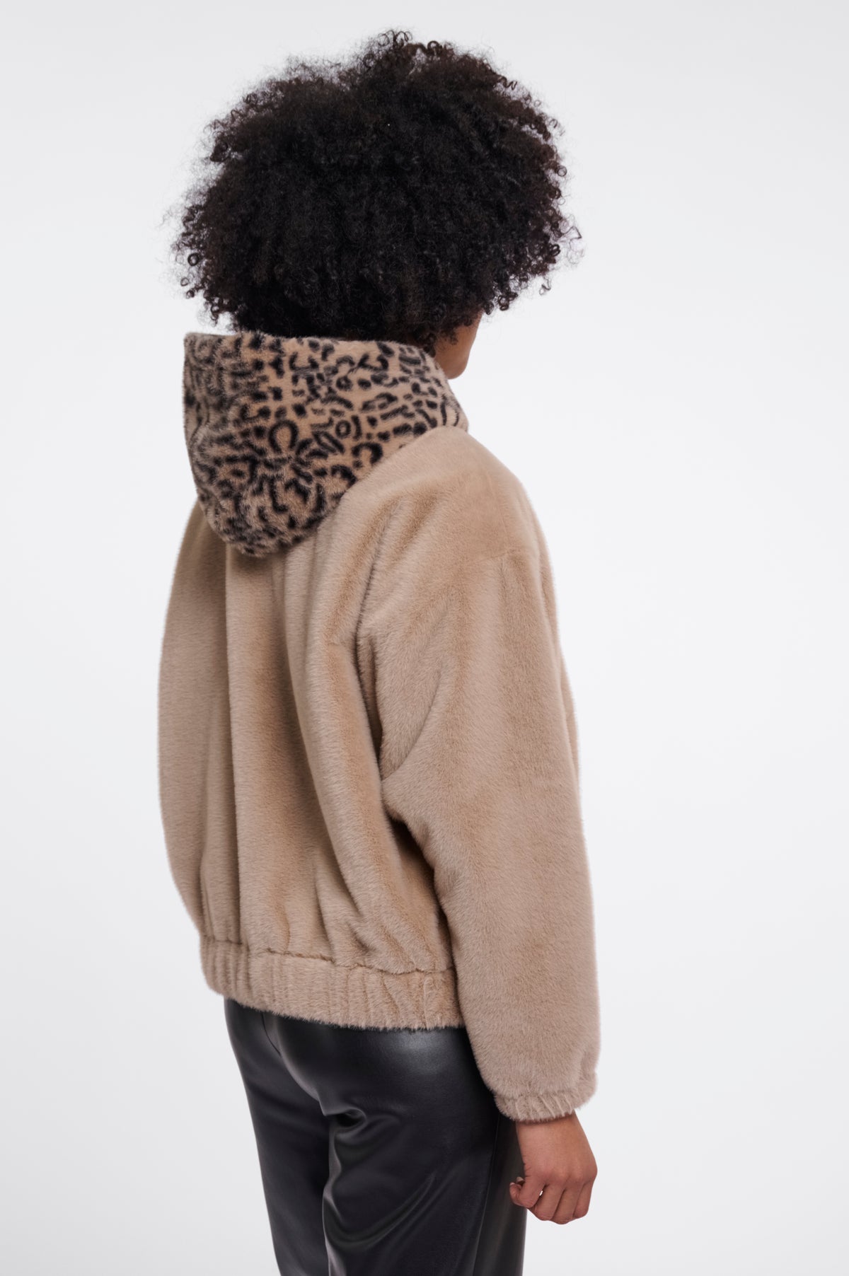 Rino & Pelle Ori Faux Fur Hooded Jacket in Oat