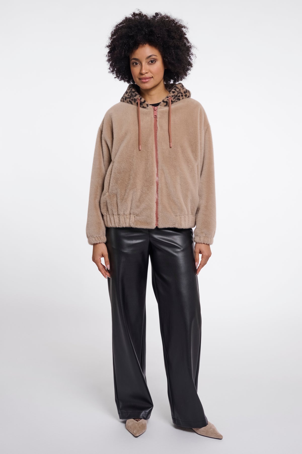 Rino & Pelle Ori Faux Fur Hooded Jacket in Oat