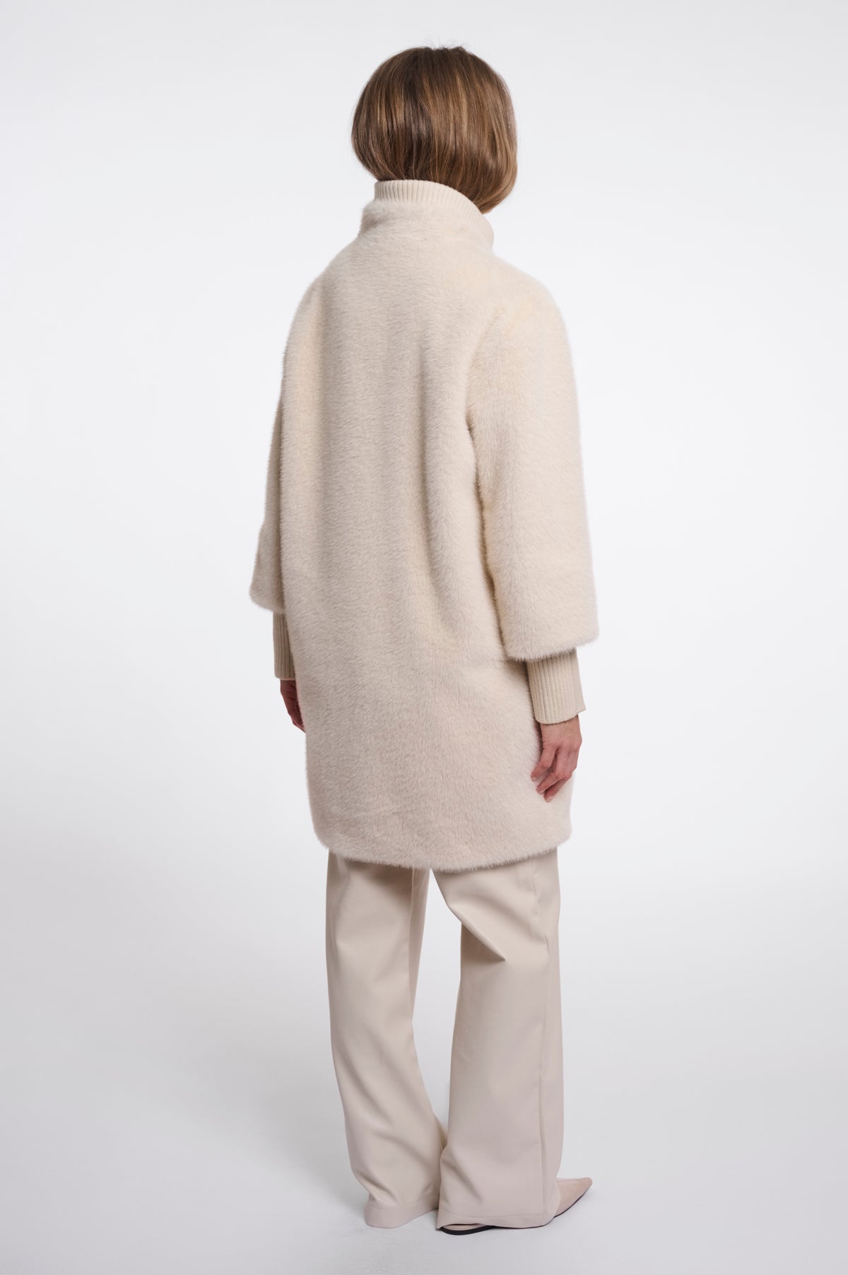 Rino & Pelle Pilar Faux Fur Jacket with Rib Cuffs in Birch