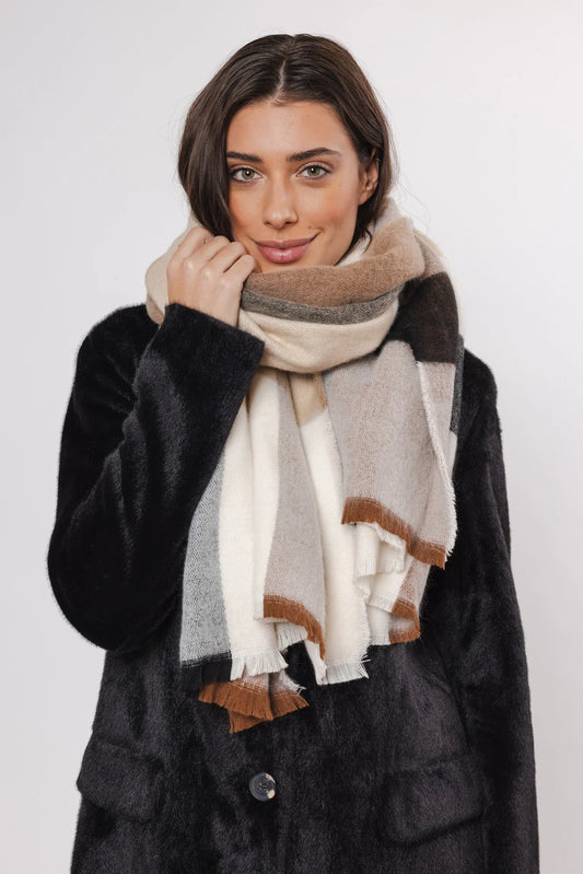 Rowa Scarf in Neutral Check