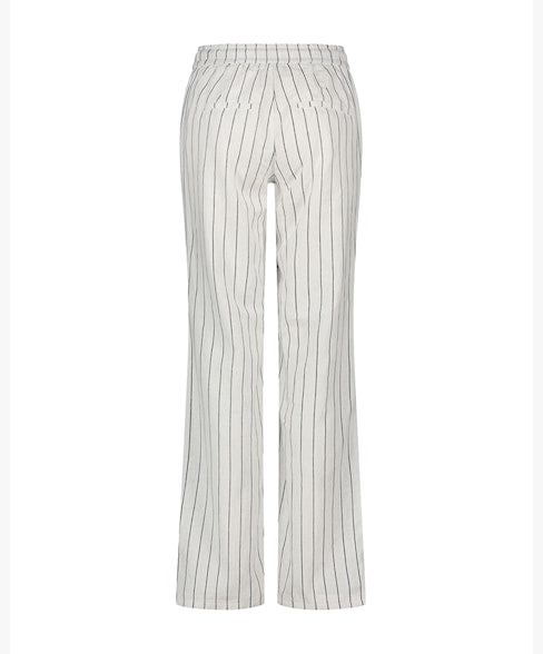 Red Button Collette Linen Trousers in Navy Stripe