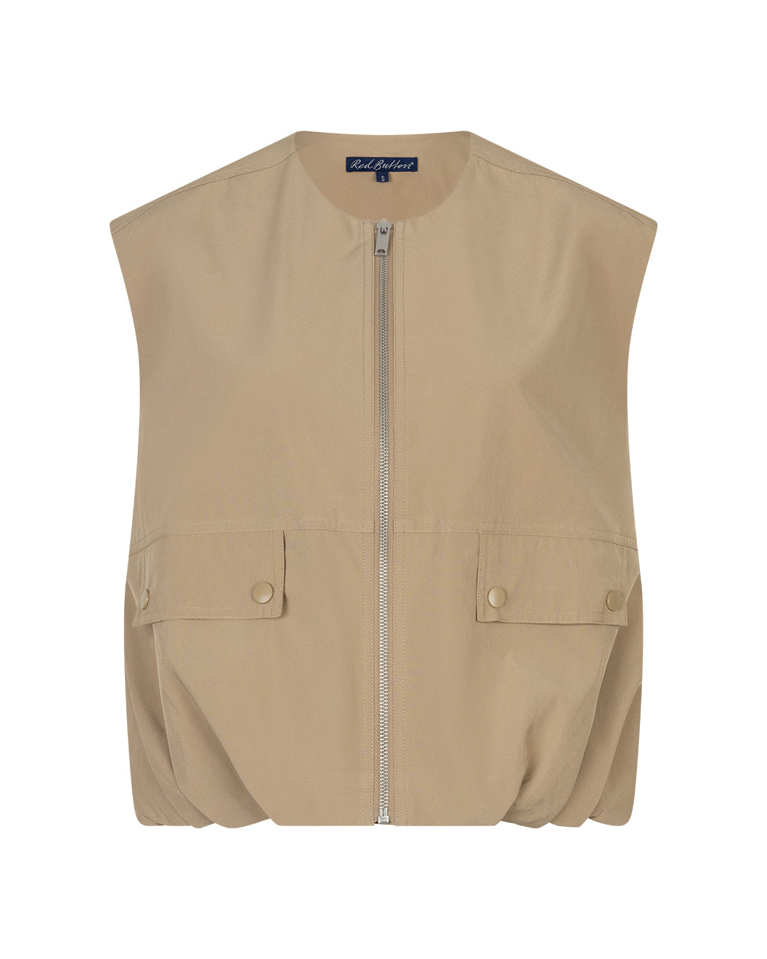 Red Button Ivy Sleeveless Jacket in Dark Sand