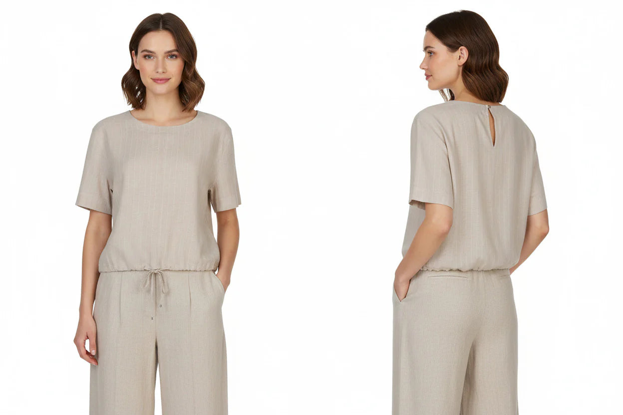 Red Button Skyler Blouse in Pinstripe Pebble