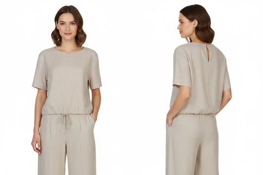 Red Button Skyler Blouse in Pinstripe Pebble