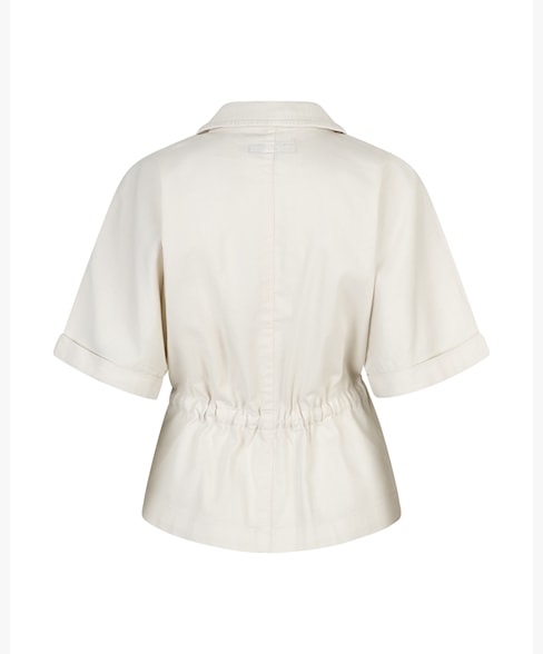 Red Button Drawstring Blouse Jacket in Pearl
