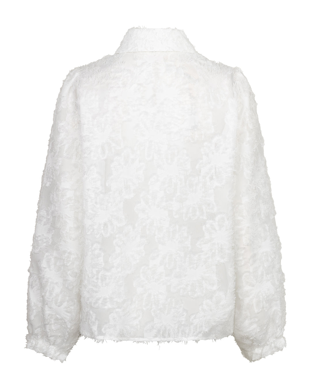 Red Button Fringe Detail Blouse in Off White