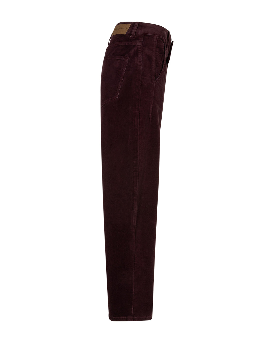 Red Button Caitlina Fine Cord Curved Leg Trousers in Burgundy