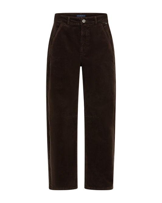 Red Button Caitlina Fine Cord Curved Leg Trousers in Espresso