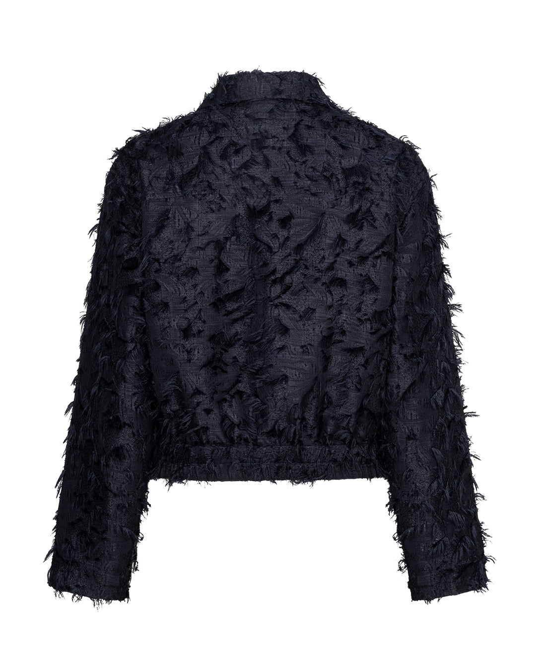 Red Button Fringe Bomber Jacket in Navy