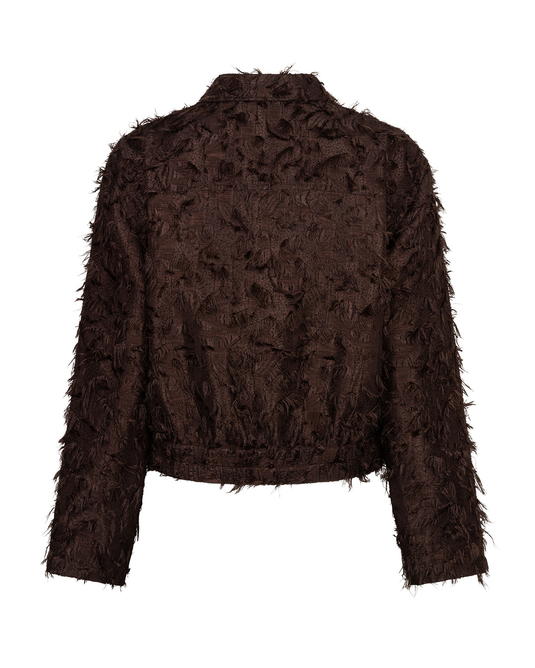 Red Button Fringe Bomber Jacket in Espresso