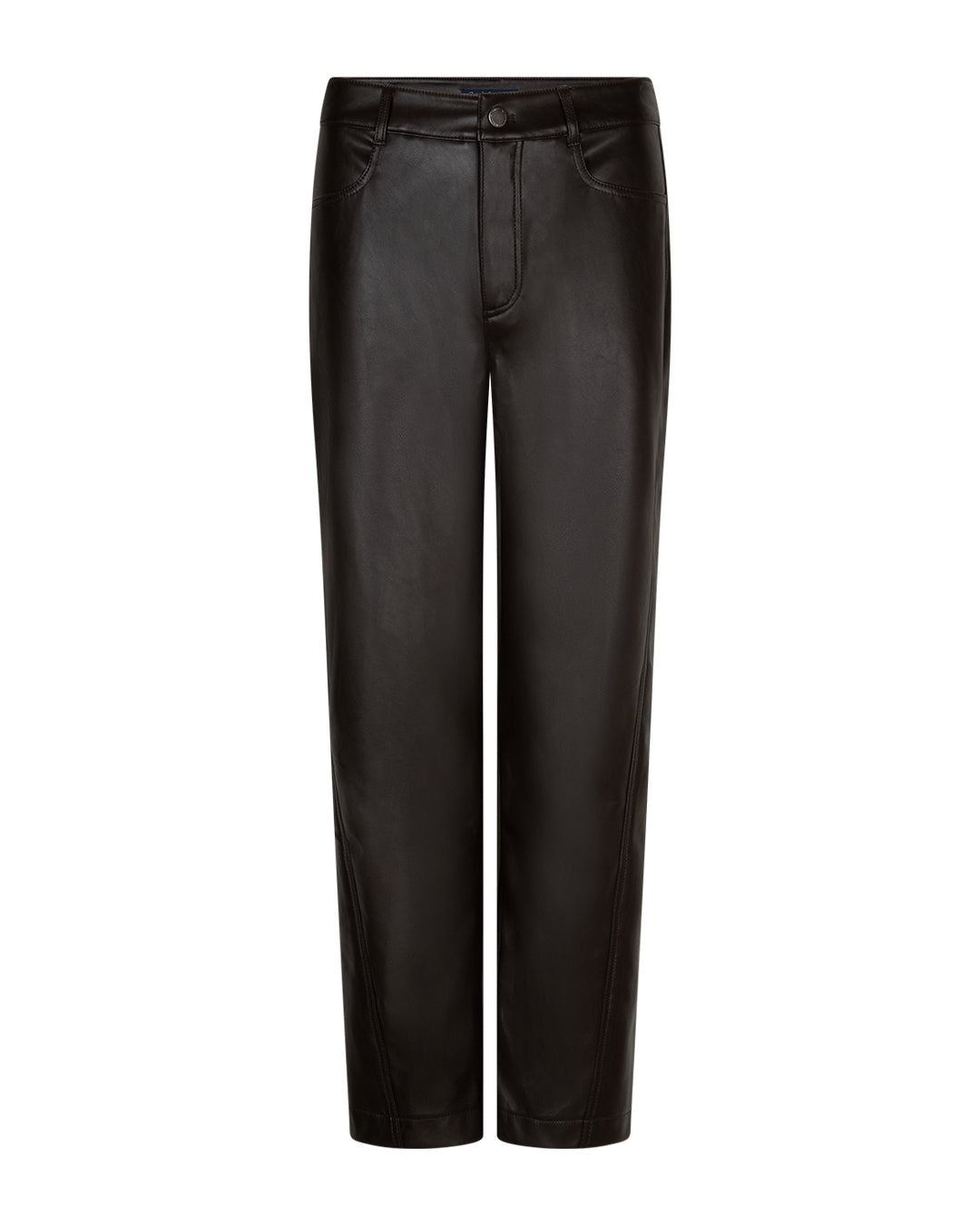 Red Button Caitlina Faux Leather Curved Leg Trousers in Espresso