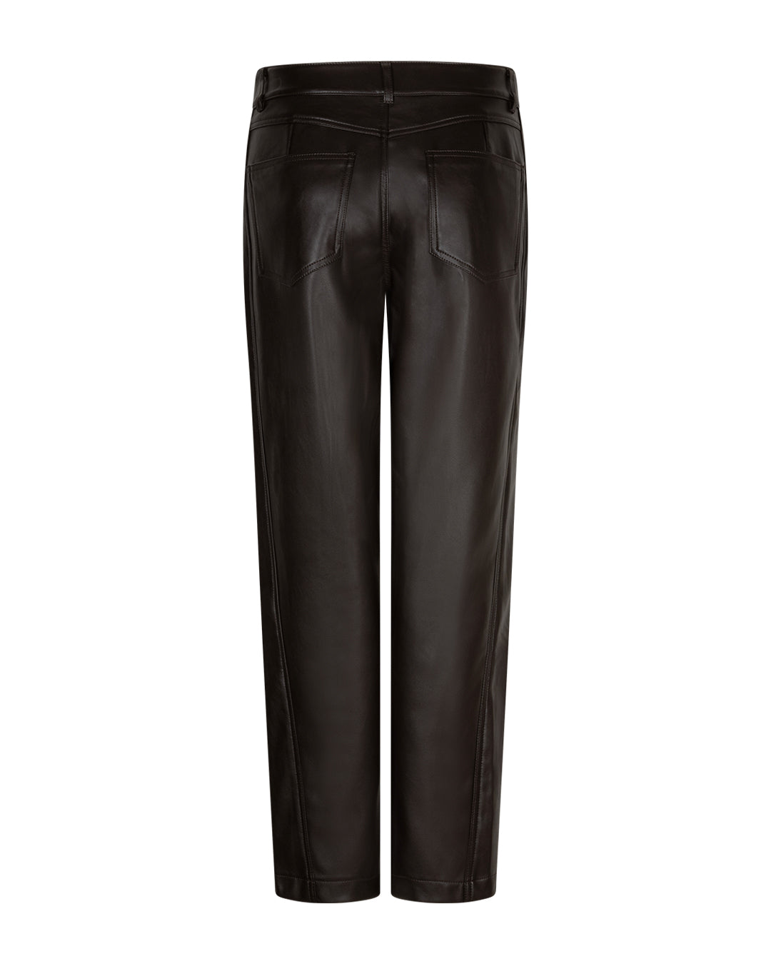 Red Button Caitlina Faux Leather Curved Leg Trousers in Espresso