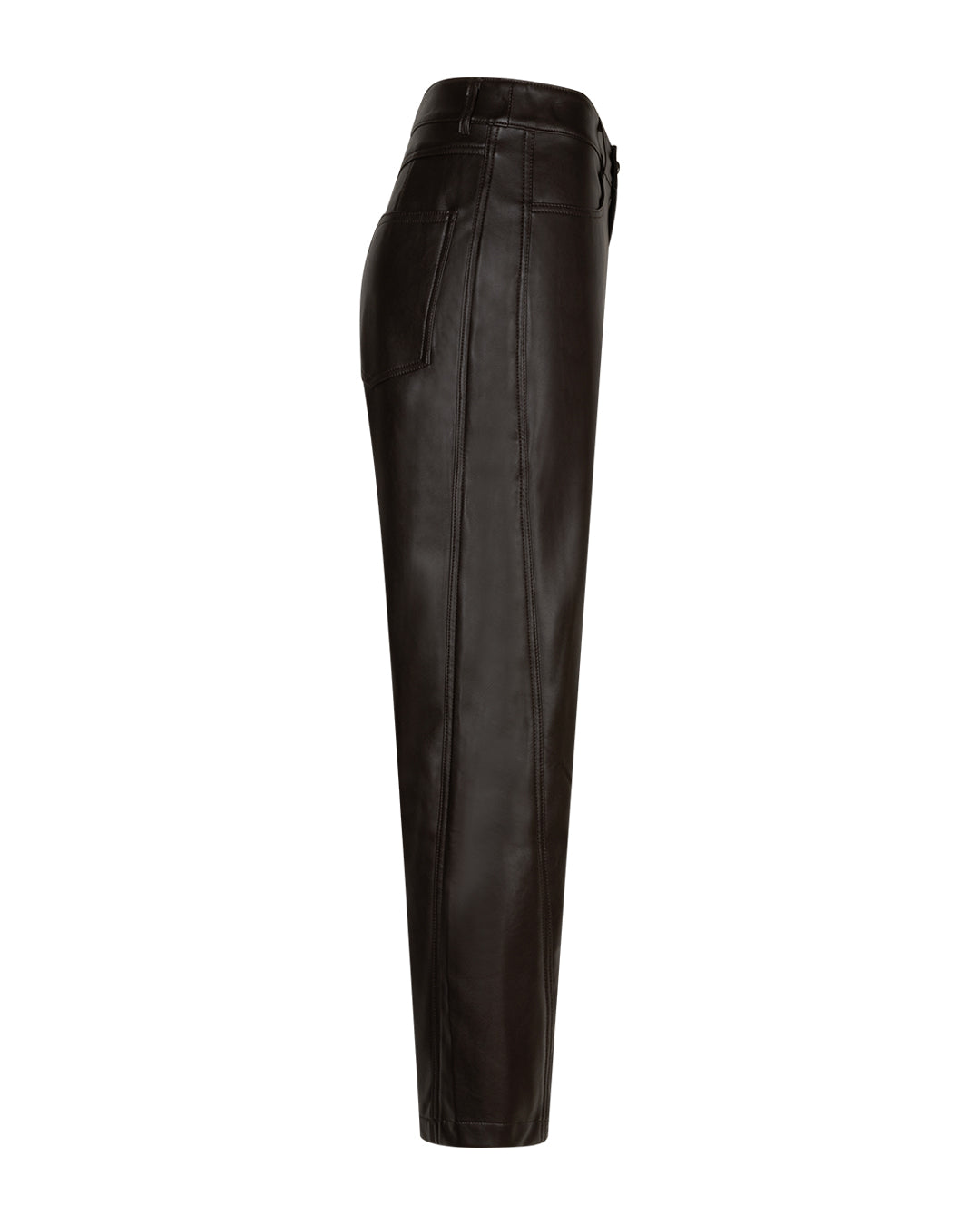 Red Button Caitlina Faux Leather Curved Leg Trousers in Espresso