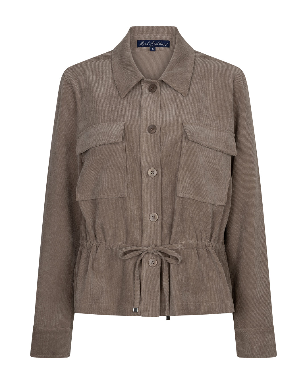 Red Button Drew Fine Cord Overshirt in Clay