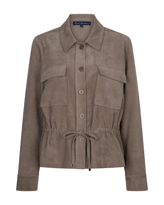 Red Button Drew Fine Cord Overshirt in Clay