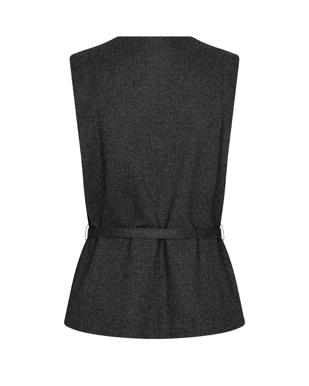 Red Button Sarah Sleeveless Herringbone Waistcoat in Grey Black