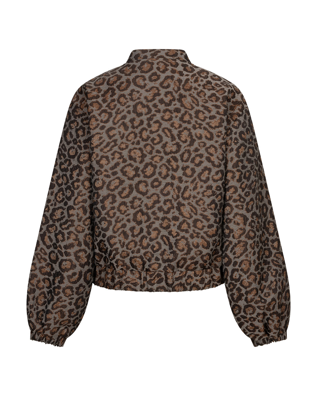 Red Button Jacquard Lurex Bomber Jacket in Grey Brown