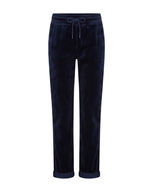 Red Button Stella Velvet Tapered Trousers in Navy