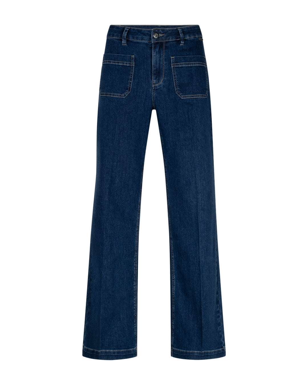 Red Button Colette Wide Leg Jeans with Front Patch Pockets in Midstone
