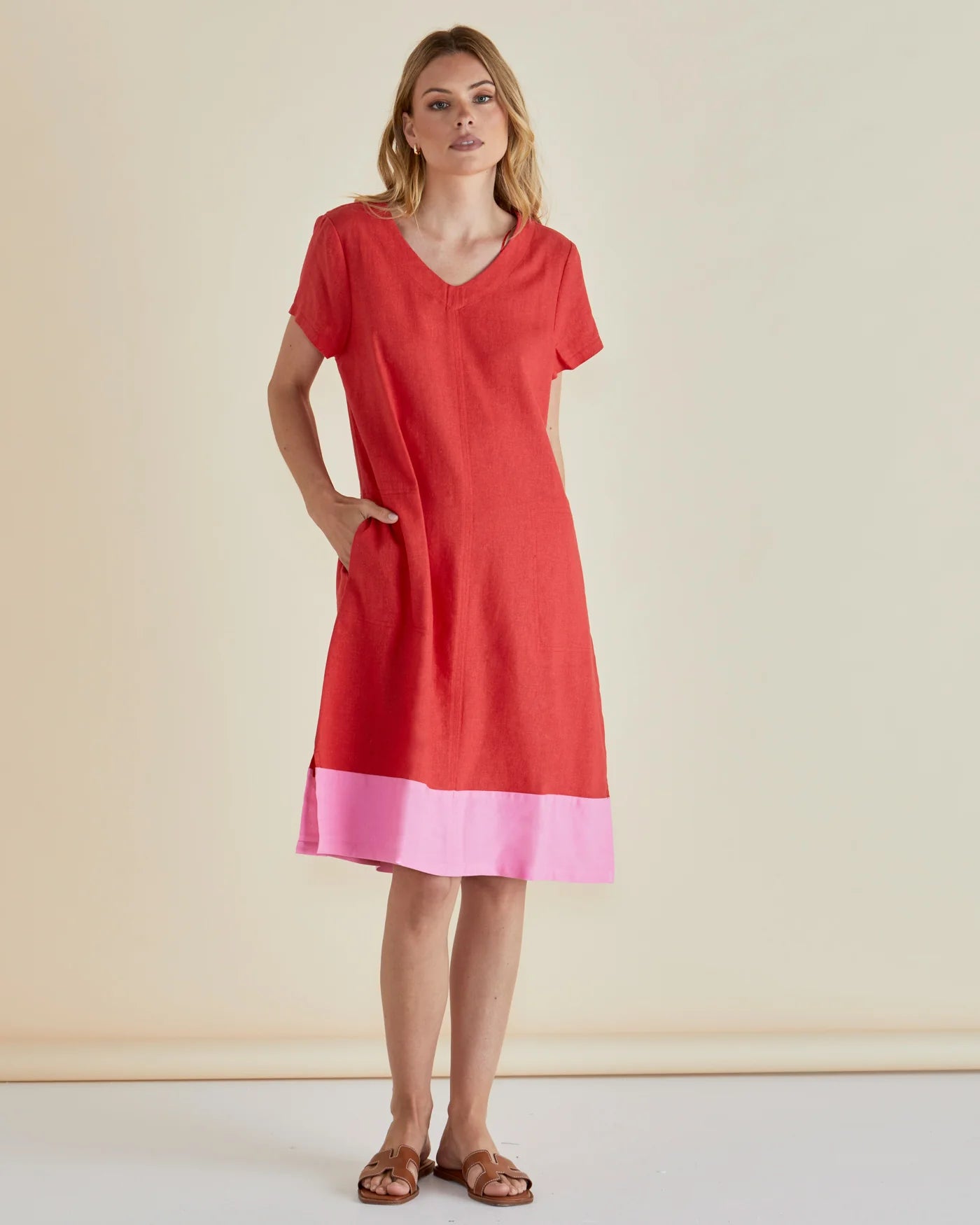Betty Basics Elwood Dress in Red/Pink