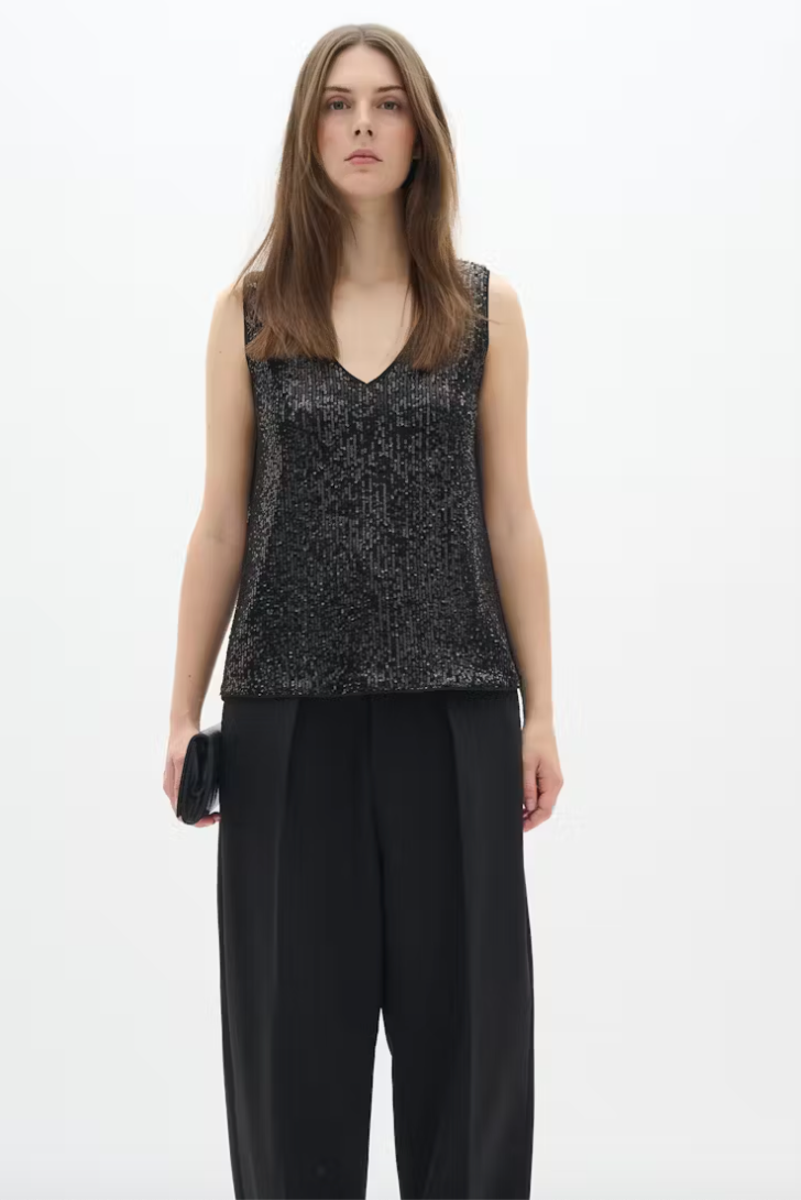 Barbara Sequin top in Black