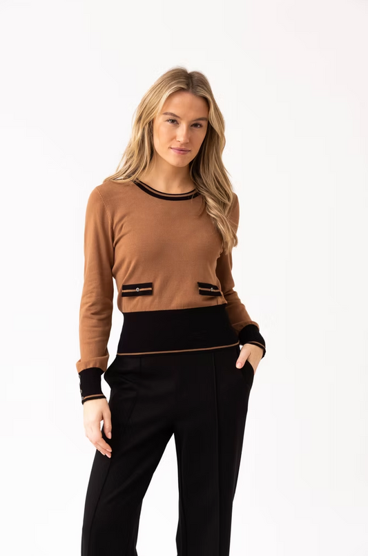 Marble Pocket Sweater in Tobacco/Black