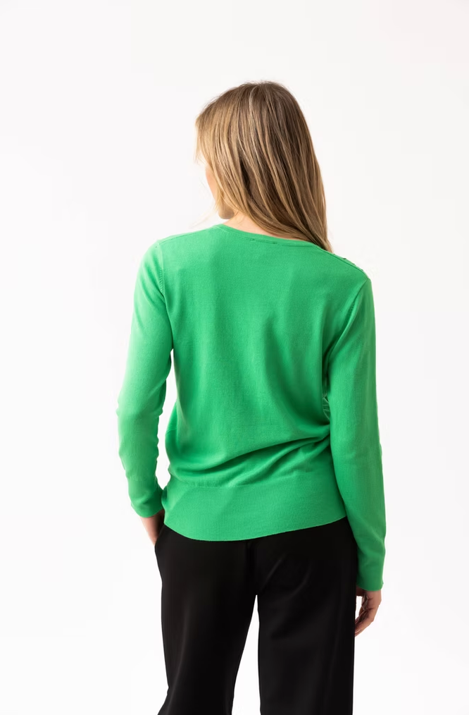Marble V-Neck Sweater in Green