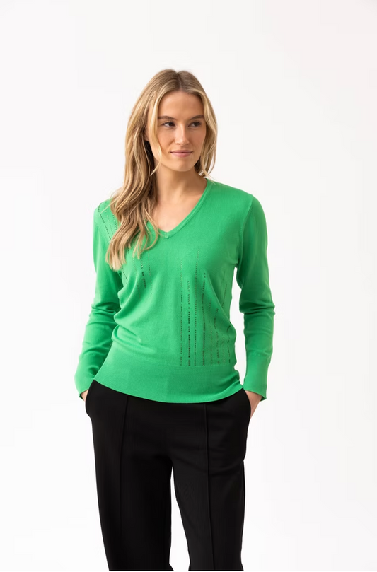 Marble V-Neck Sweater in Green