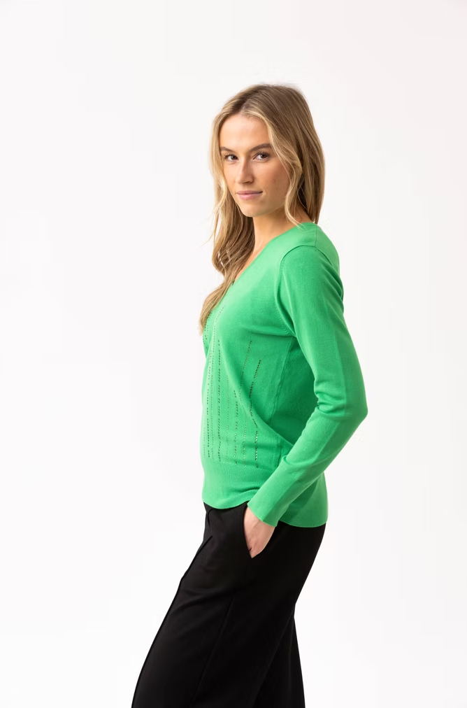 Marble V-Neck Sweater in Green